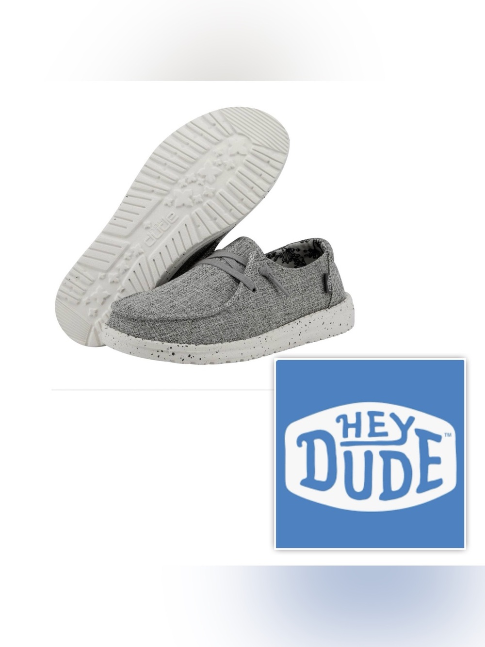 NWT Hey Dude Women 6 Grey Lightweight Slip-On Sneakers Flats Shoes Wendy Linen